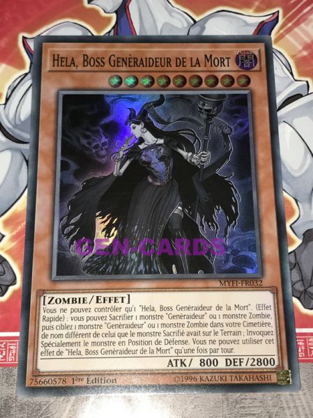 Super Rare Yu-Gi-Oh Boss Généraideur de la Mort MYFI-FR032 1st Hela